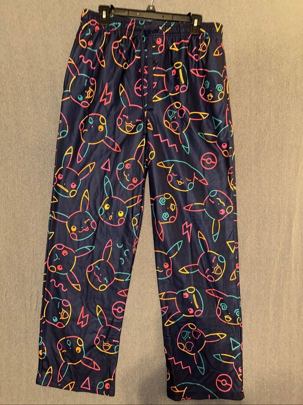 Pokemon Pikachu Neon Men's Pajama Lounge Pants Soft Polyester Small / Medium NWO